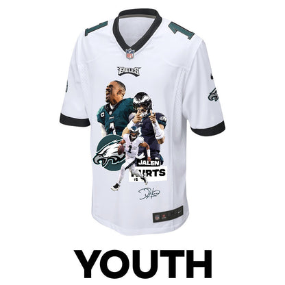 Jalen Hurts 1 Philadelphia Eagles Rising Star Game YOUTH Jersey - White