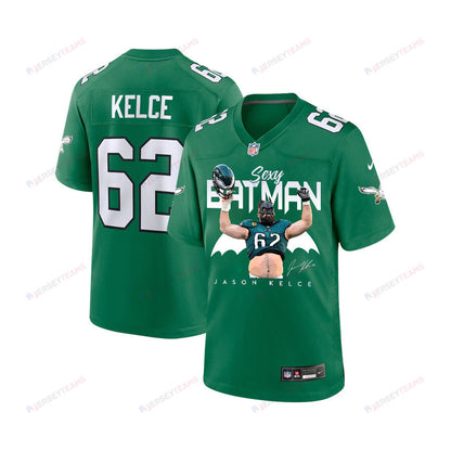 Jason Kelce 62 Philadelphia Eagles Sexy Batman Game YOUTH Jersey - Green