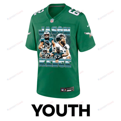 Jason Kelce 62 Philadelphia Eagles Legacy Game YOUTH Jersey - Green