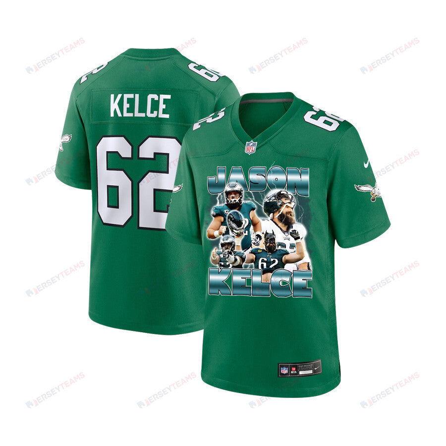 Jason Kelce 62 Philadelphia Eagles Legacy Game YOUTH Jersey - Green