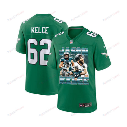 Jason Kelce 62 Philadelphia Eagles Legacy Game YOUTH Jersey - Green
