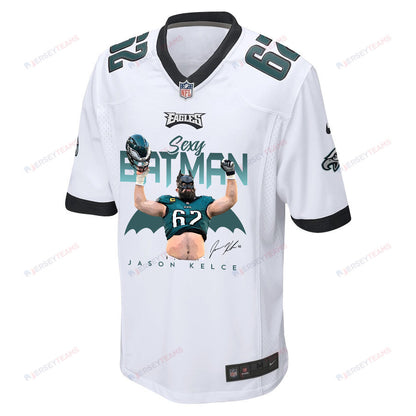 Jason Kelce 62 Philadelphia Eagles Sexy Batman Game Jersey - Men, White
