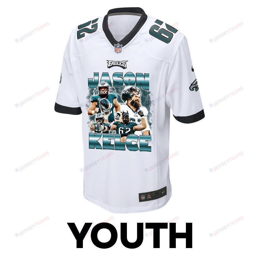 Jason Kelce 62 Philadelphia Eagles Legacy Game YOUTH Jersey - White