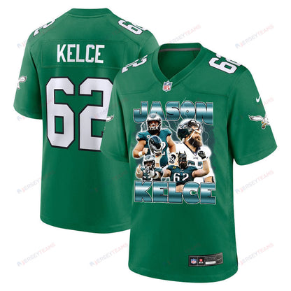 Jason Kelce 62 Philadelphia Eagles Legacy Game Jersey - Men, Green