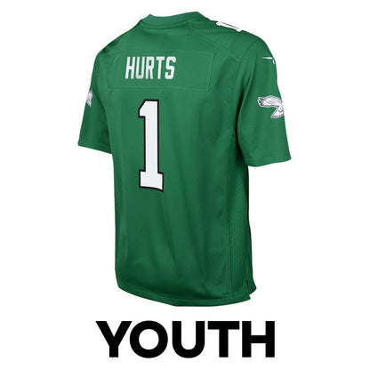 Jalen Hurts 1 Philadelphia Eagles Go Directly To Jalen Game YOUTH Jersey - Kelly Green