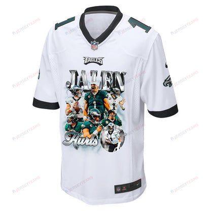Jalen Hurts 1 Philadelphia Eagles Go Directly To Jalen Game Men Jersey - White