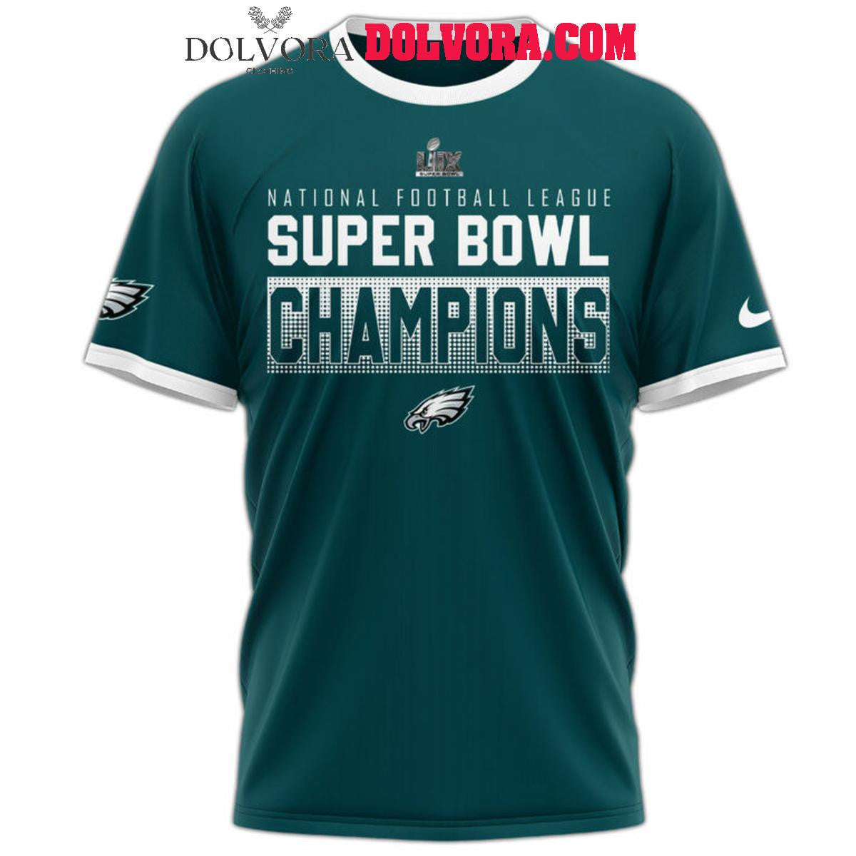 Philadelphia Eagles Super Bowl Champions LIX 2025 Celebrating All Over Printed T-Shirt - Midnight Green