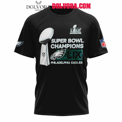 Philadelphia Eagles 2025 Super Bowl LIX Champions Glory Time All Over Printed T-Shirt - Black