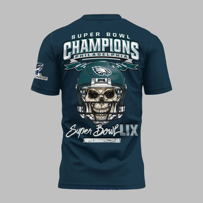 Philadelphia Eagles Super Bowl LIX NFC Champions All Over Printed T-Shirt - Midnight Green