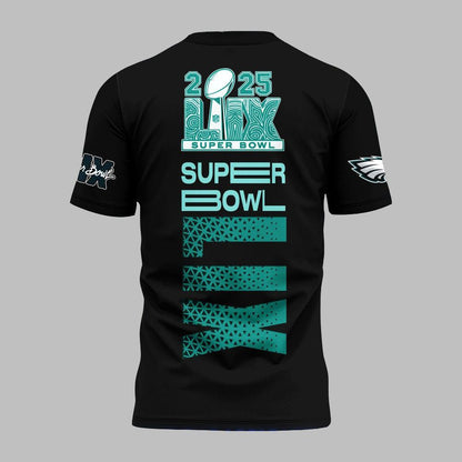 Philadelphia Eagles Super Bowl LIX NFC Champions All Over Printed T-Shirt - Black