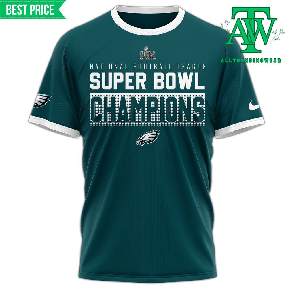 Philadelphia Eagles Super Bowl 2025 Champions All Over Printed T-Shirt - Midnight Green