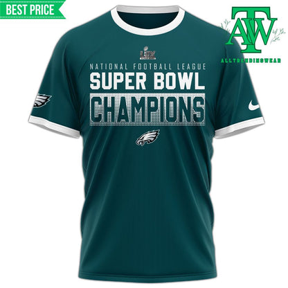 Philadelphia Eagles Super Bowl 2025 Champions All Over Printed T-Shirt - Midnight Green