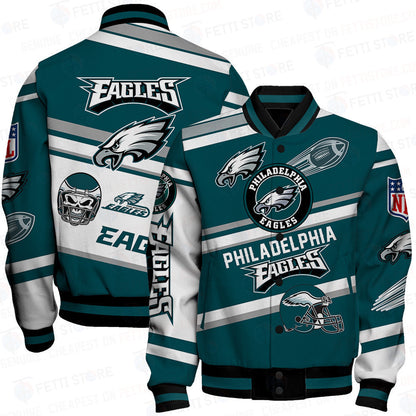 Philadelphia Eagles American Football League Pattern Varsity Jacket - All-Over-Printed Jacket