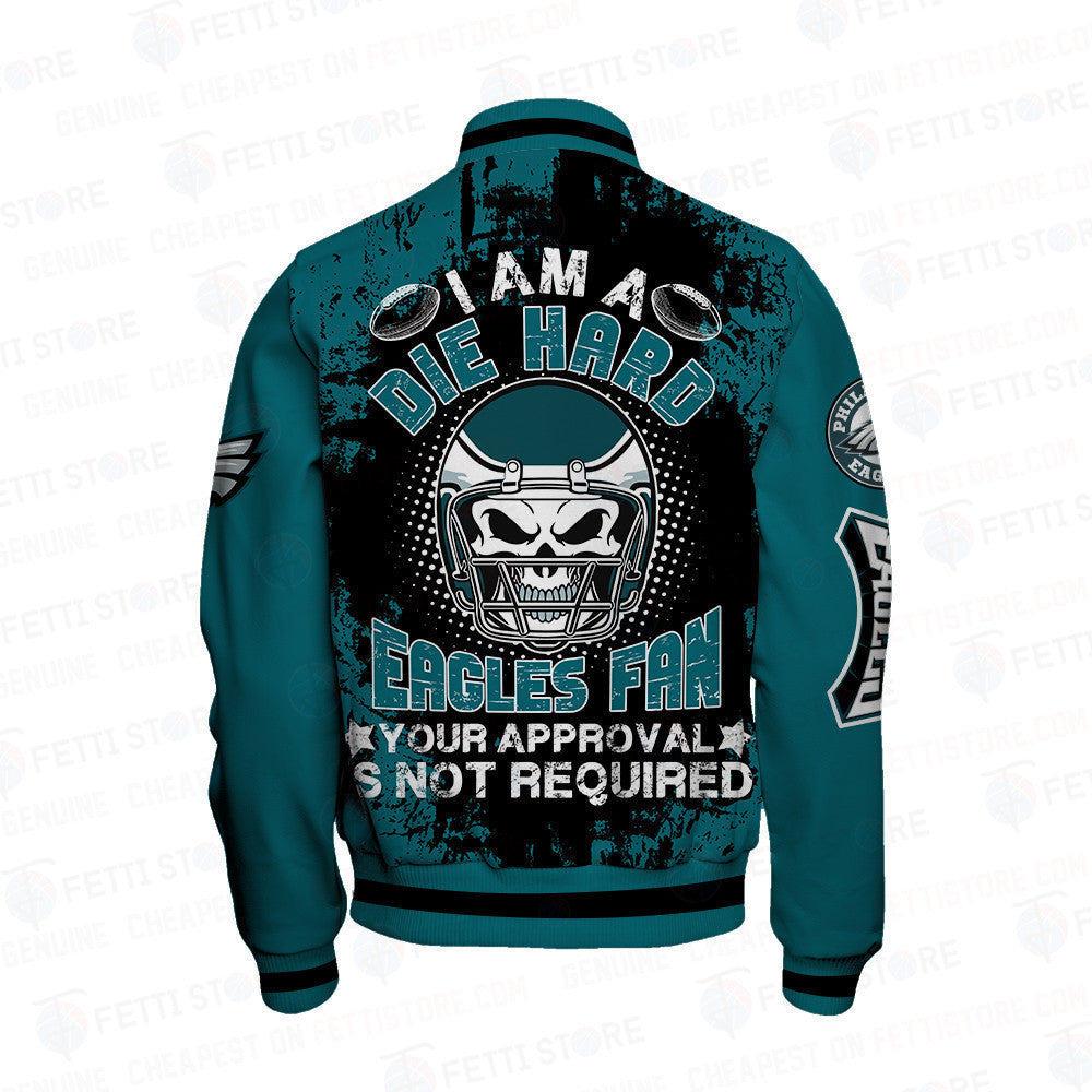 Philadelphia Eagles Skull Helmet Halloween Pattern Varsity Jacket - All-Over-Printed Jacket