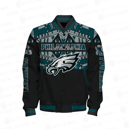 Philadelphia Eagles Only One Nation Print Varsity Jacket - All-Over-Printed Jacket