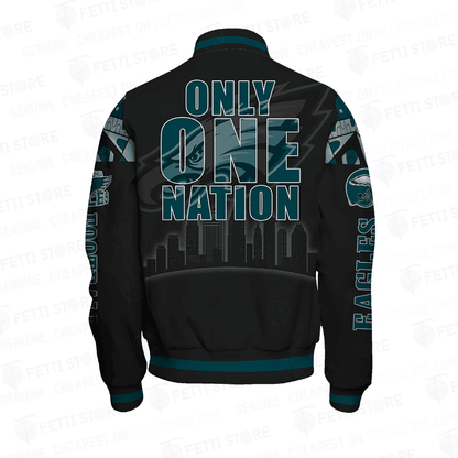 Philadelphia Eagles Only One Nation Print Varsity Jacket - All-Over-Printed Jacket