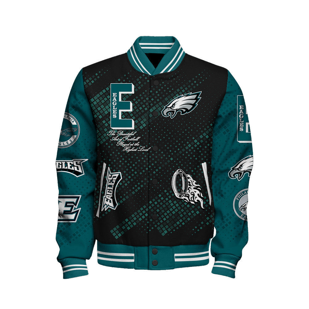 Philadelphia Eagles National Football League Pattern Varsity Jacket V13 - All-Over-Printed Jacket