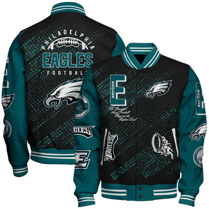 Philadelphia Eagles National Football League Pattern Varsity Jacket V13 - All-Over-Printed Jacket