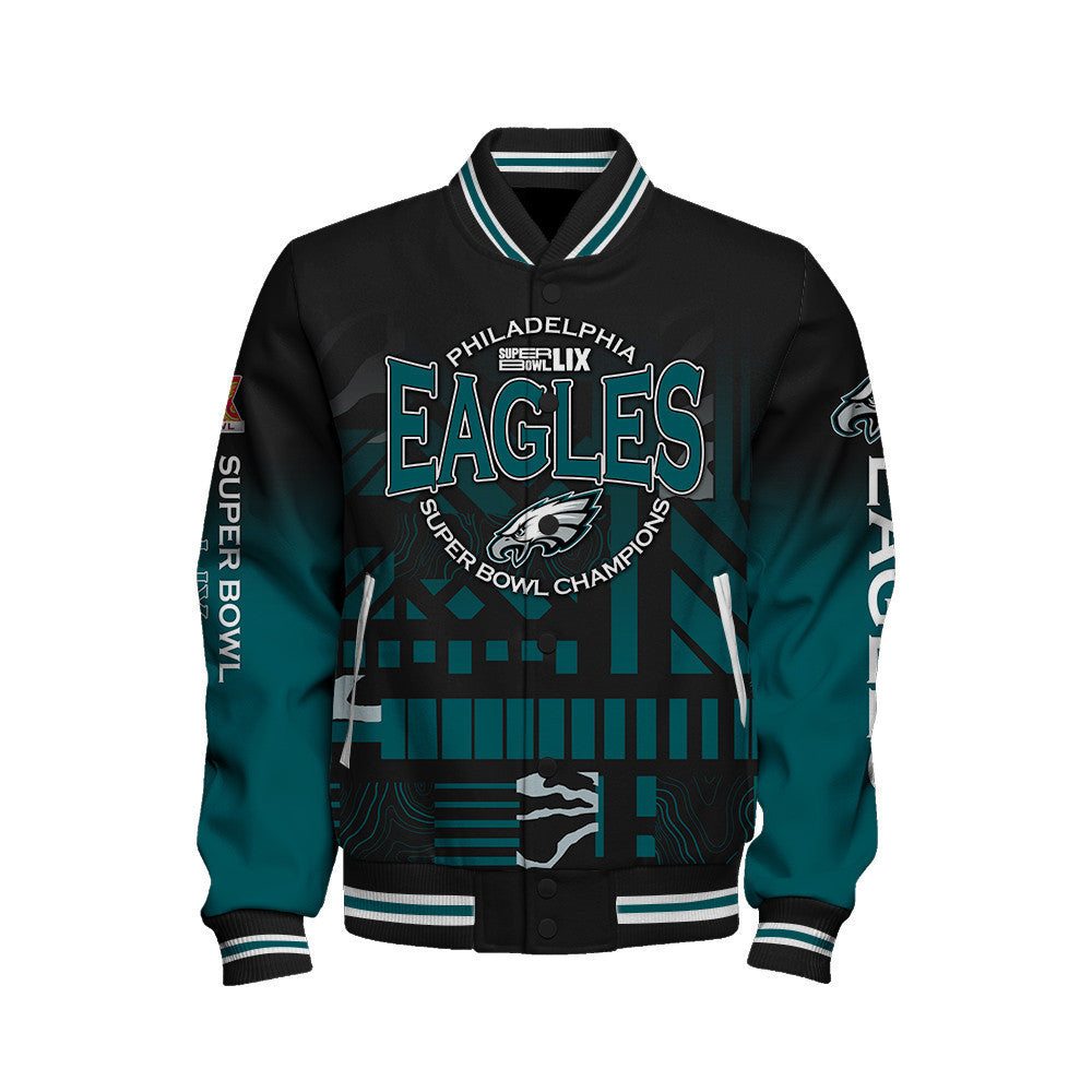 Philadelphia Eagles Super Bowl LIX Champions Dream Come True Varsity Jacket - All-Over-Printed Jacket