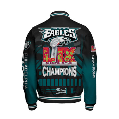 Philadelphia Eagles Super Bowl LIX Champions Dream Come True Varsity Jacket - All-Over-Printed Jacket