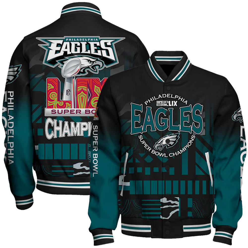 Philadelphia Eagles Super Bowl LIX Champions Dream Come True Varsity Jacket - All-Over-Printed Jacket