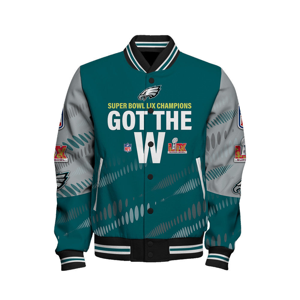 Philadelphia Eagles Super Bowl LIX Champions Defeating All Rivals Varsity Jacket - All-Over-Printed Jacket