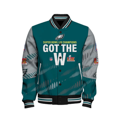 Philadelphia Eagles Super Bowl LIX Champions Defeating All Rivals Varsity Jacket - All-Over-Printed Jacket