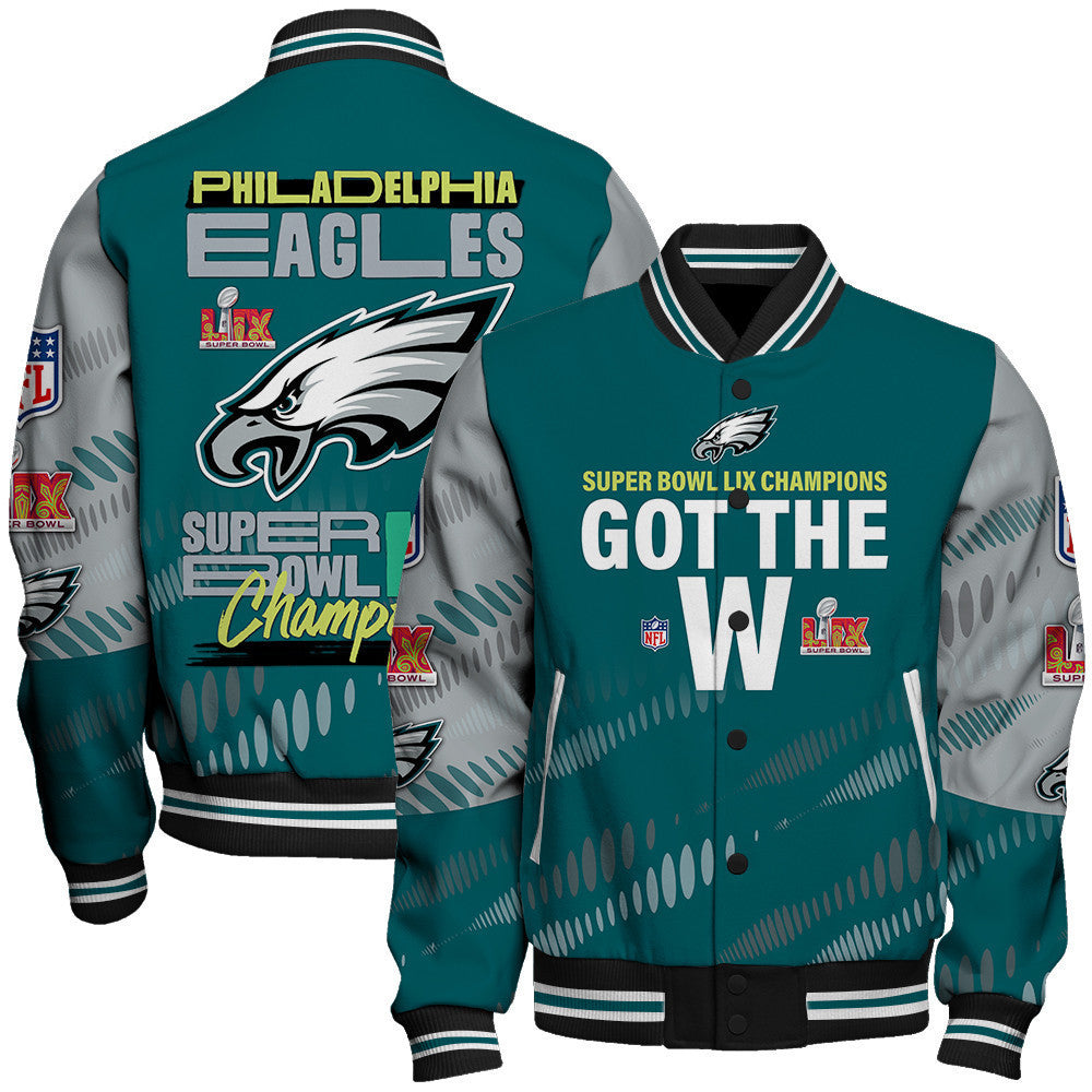 Philadelphia Eagles Super Bowl LIX Champions Defeating All Rivals Varsity Jacket - All-Over-Printed Jacket