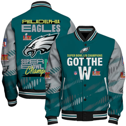 Philadelphia Eagles Super Bowl LIX Champions Defeating All Rivals Varsity Jacket - All-Over-Printed Jacket