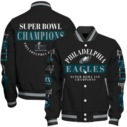 Philadelphia Eagles Super Bowl LIX Champions Represent The Pride Varsity Jacket - All-Over-Printed Jacket