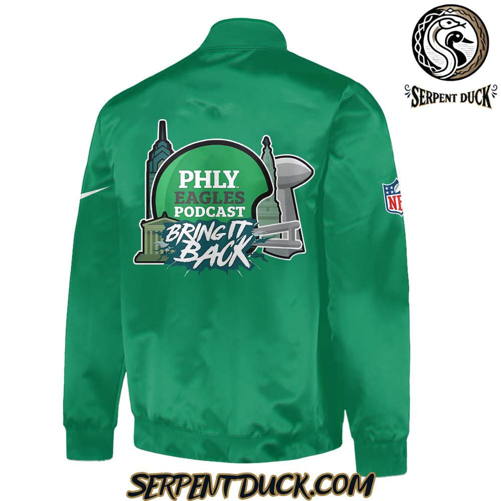 Philadelphia Eagles Bring It Black Limited Baseball Jacket Varsity Jacket - Kelly Green - All-Over-Printed Jacket