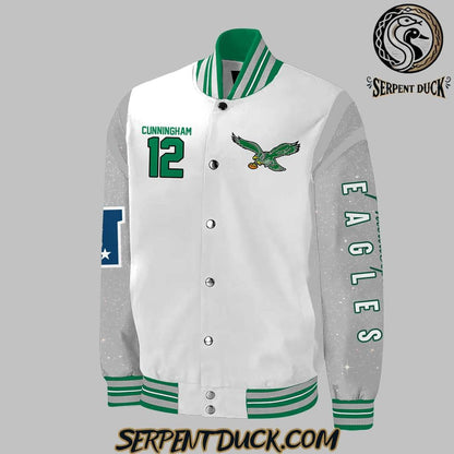 Philadelphia Eagles Coach Dawn Staley Baseball Jacket Varsity Jacket - White - All-Over-Printed Jacket