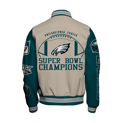 Philadelphia Eagles Super Bowl LIX Lead The Way Varsity Jacket - All-Over-Printed Jacket