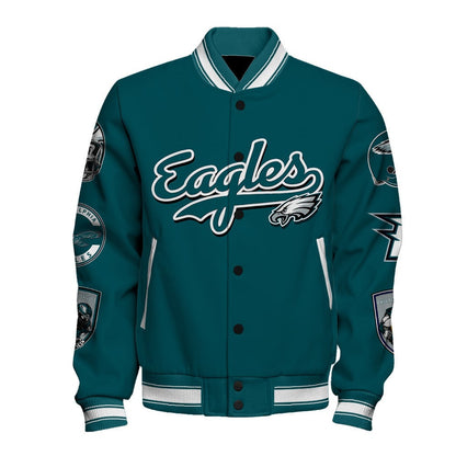 Philadelphia Eagles Super Bowl LIX Celebrate The Champions Varsity Jacket - All-Over-Printed Jacket