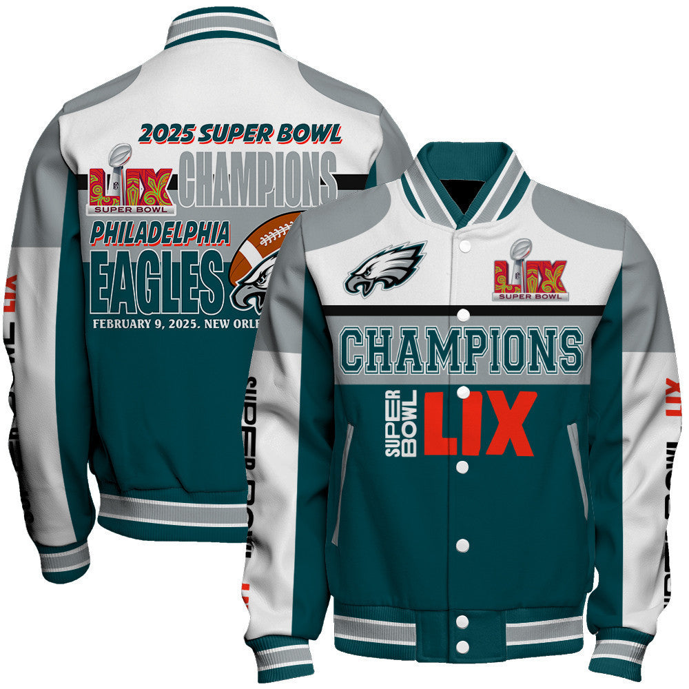 Philadelphia Eagles Super Bowl LIX 2025 Winning Spirit Varsity Jacket - All-Over-Printed Jacket