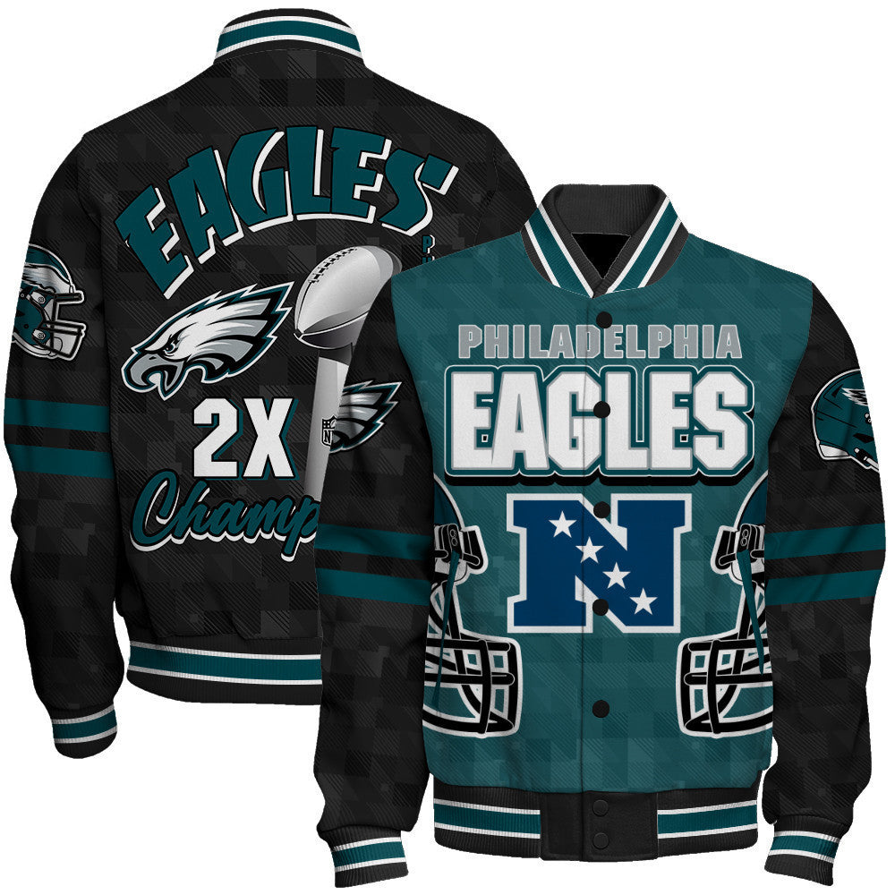 Philadelphia Eagles Super Bowl LIX Champions History Is Being Made Varsity Jacket - All-Over-Printed Jacket