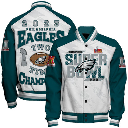 Philadelphia Eagles Super Bowl LIX Champions The King Of The Field Varsity Jacket - All-Over-Printed Jacket
