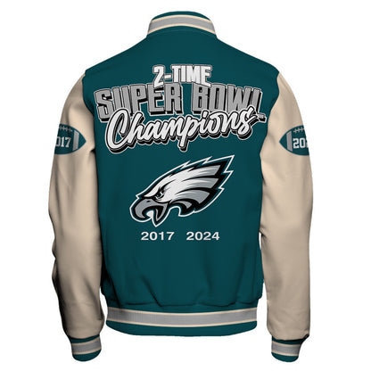 Philadelphia Eagles Super Bowl LIX Champions Where Champions Are Made Varsity Jacket - All-Over-Printed Jacket