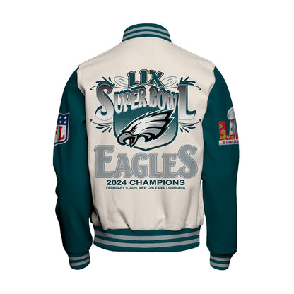 Philadelphia Eagles Super Bowl LIX Celebrate The Victory Varsity Jacket - All-Over-Printed Jacket