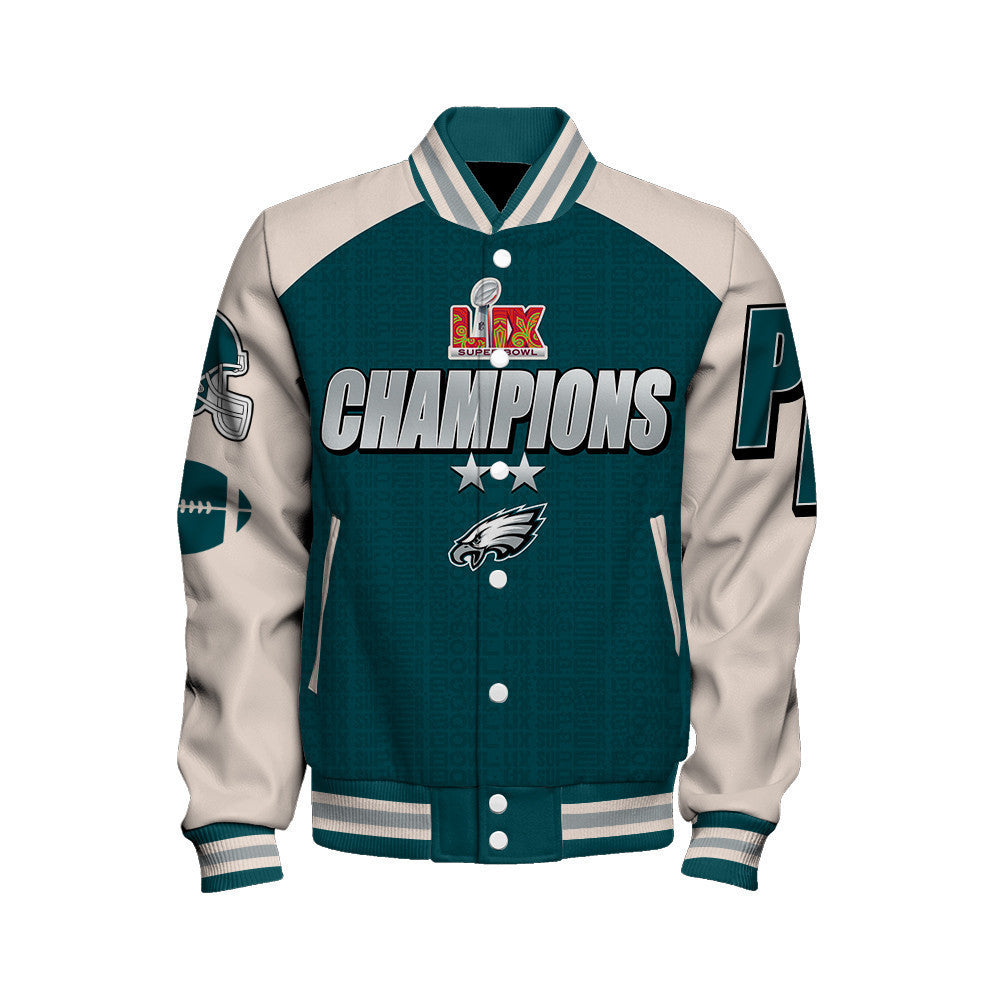 Philadelphia Eagles 2- Time Super Bowl Champions Varsity Jacket - All-Over-Printed Jacket