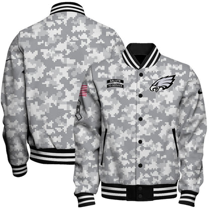 Philadelphia Eagles National Football League 2024 Arctic Camo Unisex Varsity Jacket - All-Over-Printed Jacket