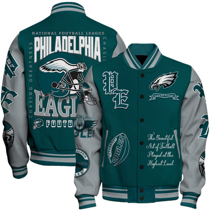 Philadelphia Eagles NFL 2024 National Football Conference Unisex Varsity Jacket V3 - All-Over-Printed Jacket