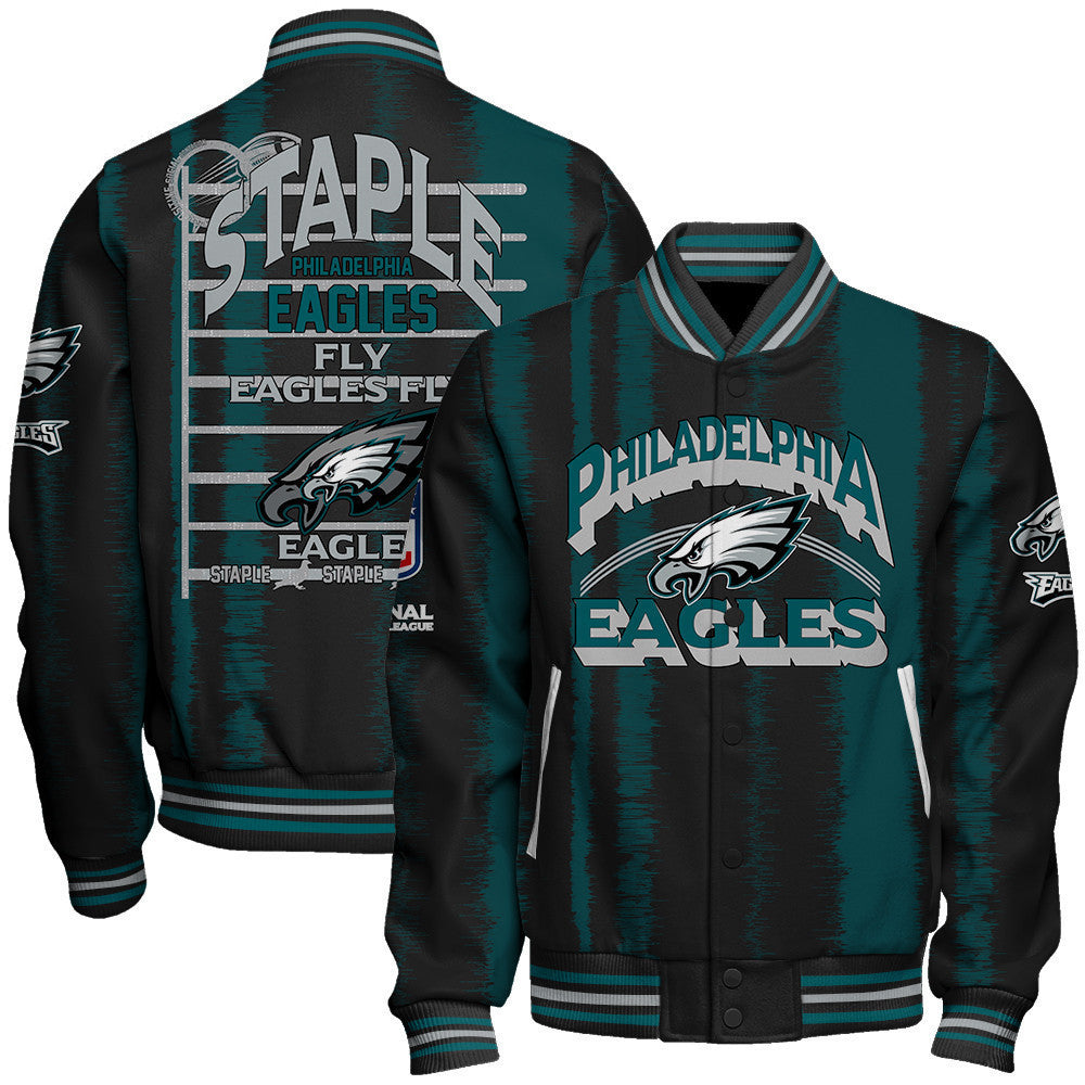 Philadelphia Eagles Football Team 2024 - 25 Independent, Individual Unisex Varsity Jacket - All-Over-Printed Jacket