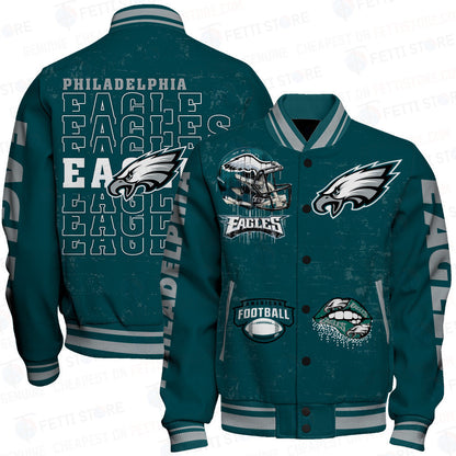 Philadelphia Eagles National Football League Print Varsity Jacket STM V6 - All-Over-Printed Jacket