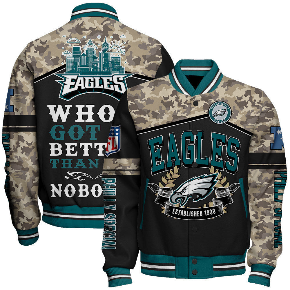Philadelphia Eagles Philly Special National Football League Print Varsity Jacket - All-Over-Printed Jacket