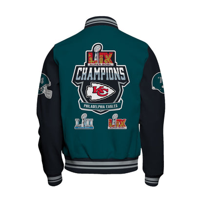 Philadelphia Eagles Super Bowl LIX The Worthy Champions Varsity Jacket - All-Over-Printed Jacket