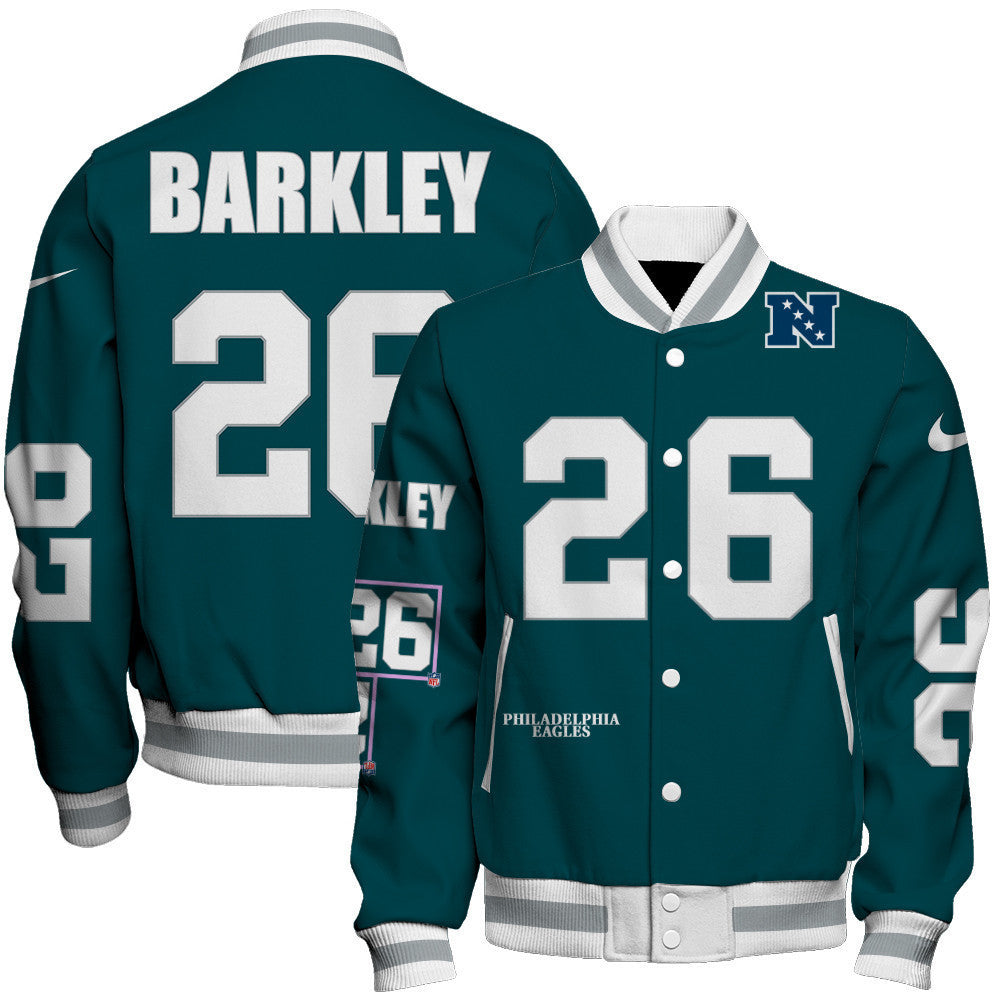 Saquon Barkley #26 Philadelphia Eagles National Football League 2024 Unique Design Unisex Varsity Jacket - All-Over-Printed Jacket