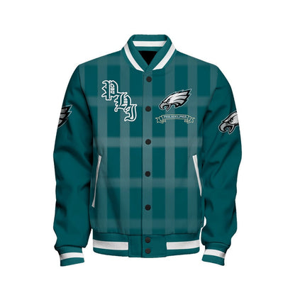 Philadelphia Eagles Football Team 2024 - 25 Unforgettable Memories Unisex Varsity Jacket - All-Over-Printed Jacket