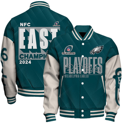 Philadelphia Eagles NFC EAST Champions 2024 Unisex Varsity Jacket - All-Over-Printed Jacket