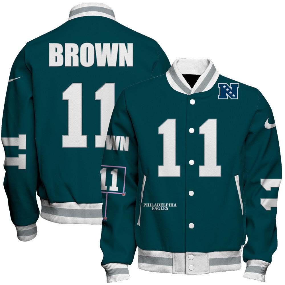 A. J. Brown #11 Philadelphia Eagles National Football League 2024 Unique Design Unisex Varsity Jacket - All-Over-Printed Jacket